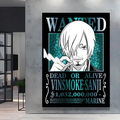 Classic Anime One Piece Luffy Wanted Bounty Posters Prints Cartoon Character Images Not Fading Wall Art Living Room Decorative