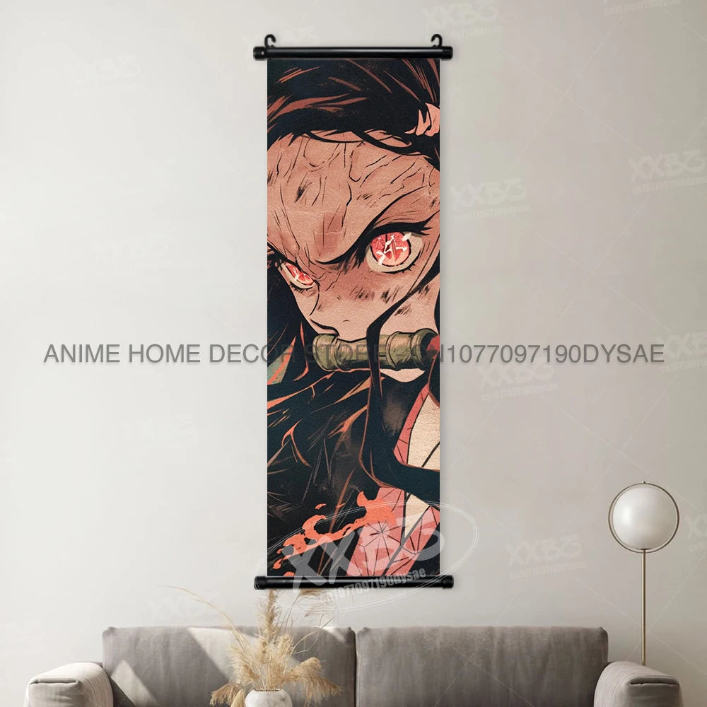 Demon Slayer Posters Kanroji Mitsuri Home Decor Kamado Nezuko Anime Hanging Paintings Wall Art Iguro Obanai Scrolls Pictures