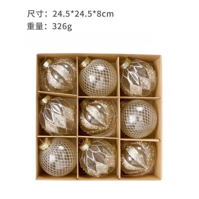 New Champagne Gold Christmas Ball Decorations Merry Christmas Tree Ornaments Exquisite Shaped Christmas Pendant Party Decor Ball