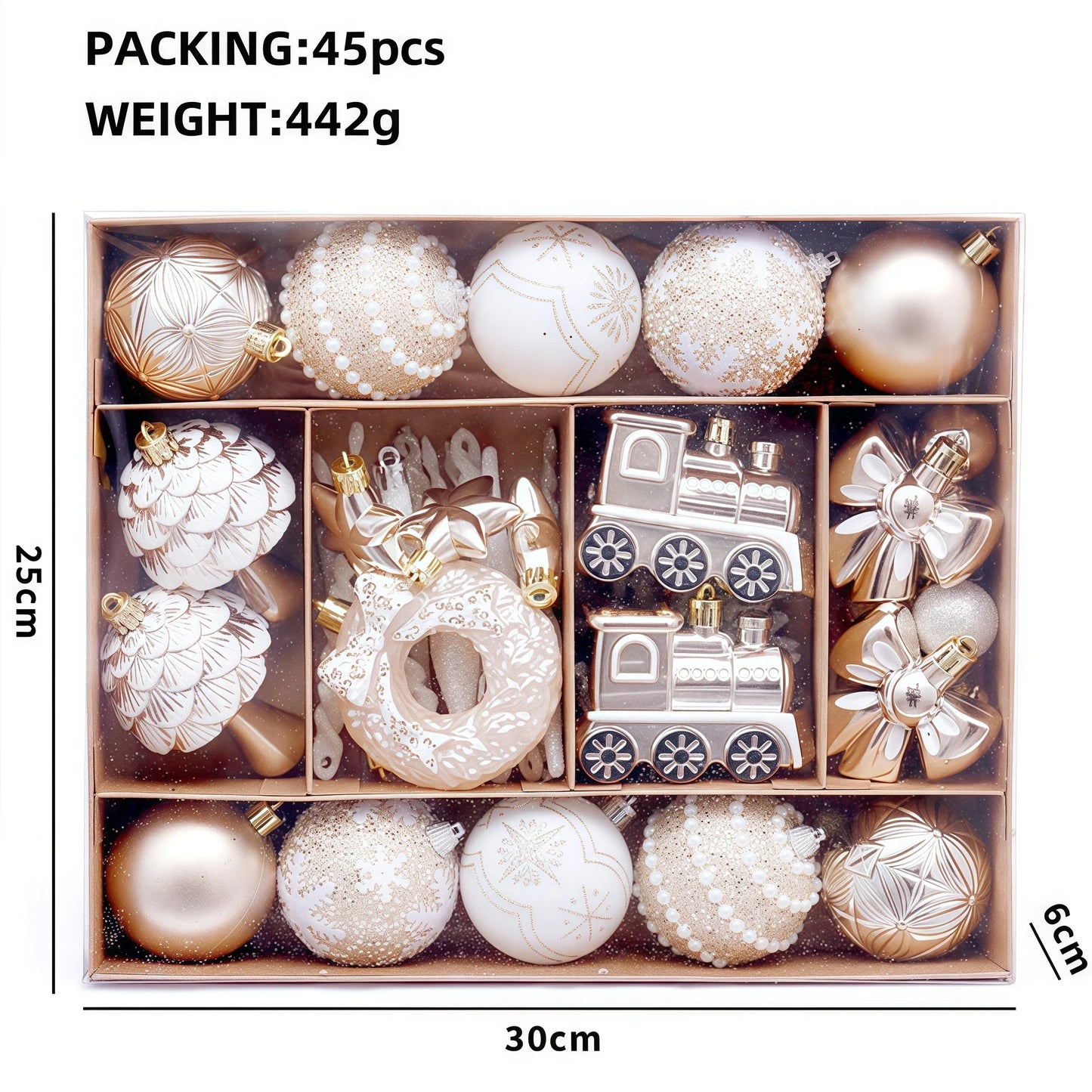 New Champagne Gold Christmas Ball Decorations Merry Christmas Tree Ornaments Exquisite Shaped Christmas Pendant Party Decor Ball