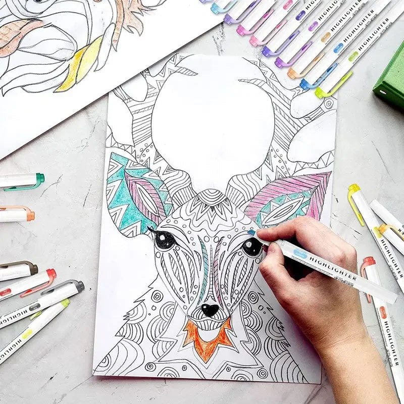 5-15 Colors Double Headed Highlighter Pen Set Fluorescent Drawing Markers Highlighters Pens Art Japanese Cute Pastel Stationery