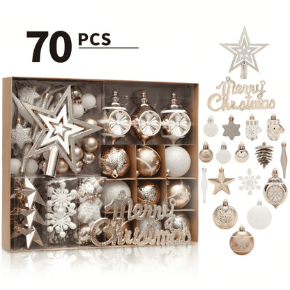 New Champagne Gold Christmas Ball Decorations Merry Christmas Tree Ornaments Exquisite Shaped Christmas Pendant Party Decor Ball