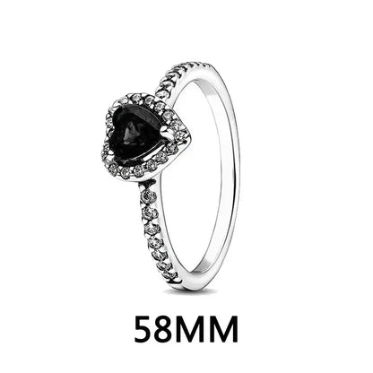 New 925 sterling silver heart-shaped earrings, rings, necklaces, pink red rainbow luxury set, sparkling charm jewelry,  gifts