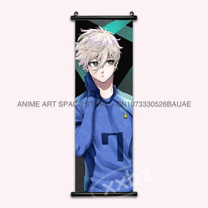 Blue Lock Hanging Painting Anime Poster Reo Mikage Wall Art Canvas Scroll Picture Isagi Yoichi Characters Home Decor Living Room