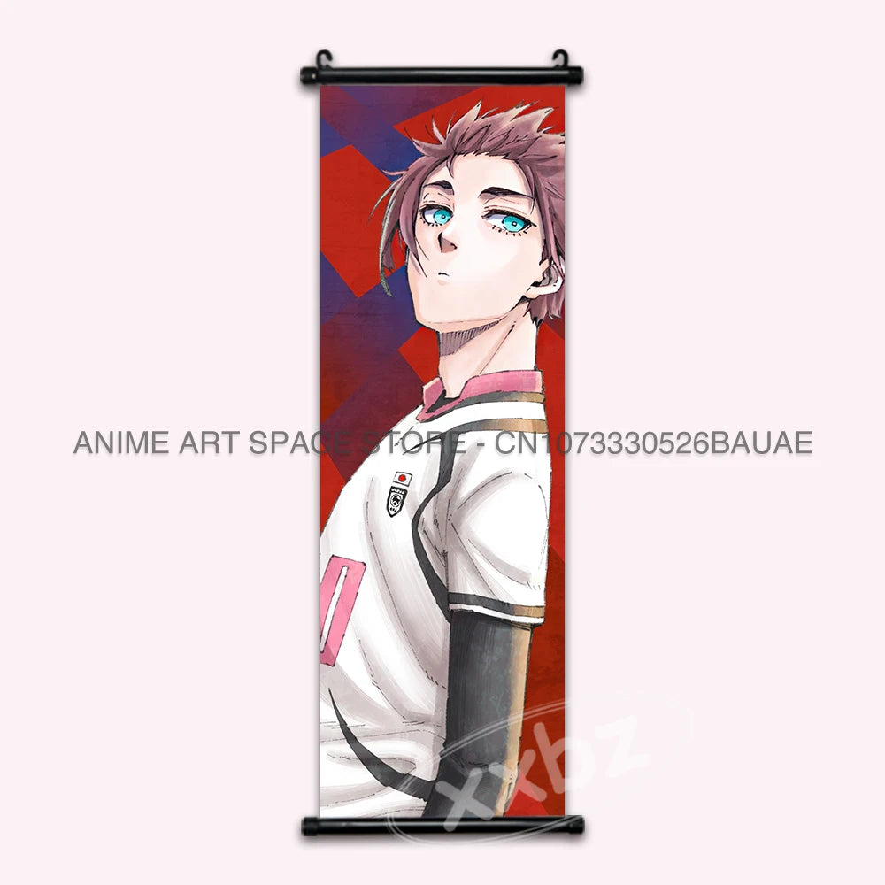 Blue Lock Hanging Painting Anime Poster Reo Mikage Wall Art Canvas Scroll Picture Isagi Yoichi Characters Home Decor Living Room