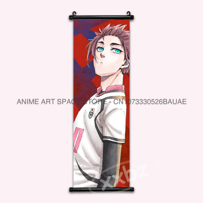 Blue Lock Hanging Painting Anime Poster Reo Mikage Wall Art Canvas Scroll Picture Isagi Yoichi Characters Home Decor Living Room