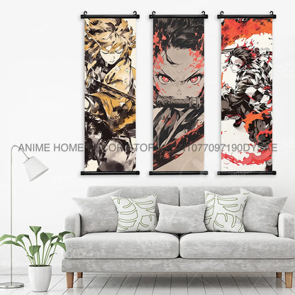 Demon Slayer Posters Kanroji Mitsuri Home Decor Kamado Nezuko Anime Hanging Paintings Wall Art Iguro Obanai Scrolls Pictures