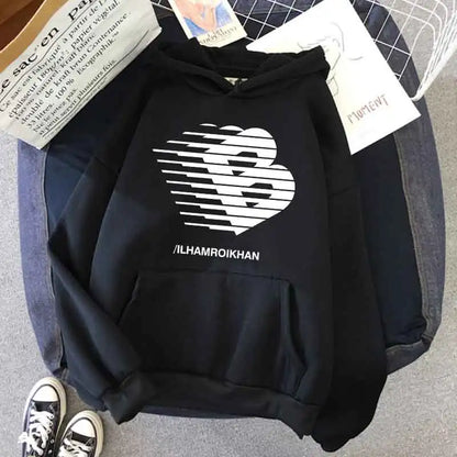 Street Fashion Casual Hoodie for Women's Polyester Knit Fabric Long Sleeve Regular Fit Hooded Pullover with Slight Stretch