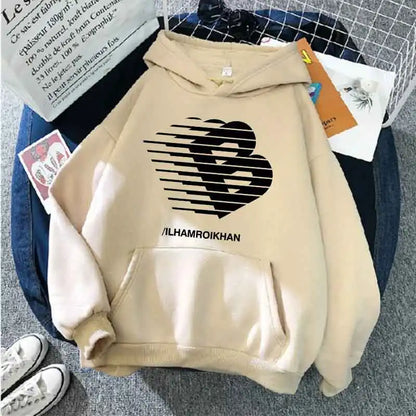 Street Fashion Casual Hoodie for Women's Polyester Knit Fabric Long Sleeve Regular Fit Hooded Pullover with Slight Stretch