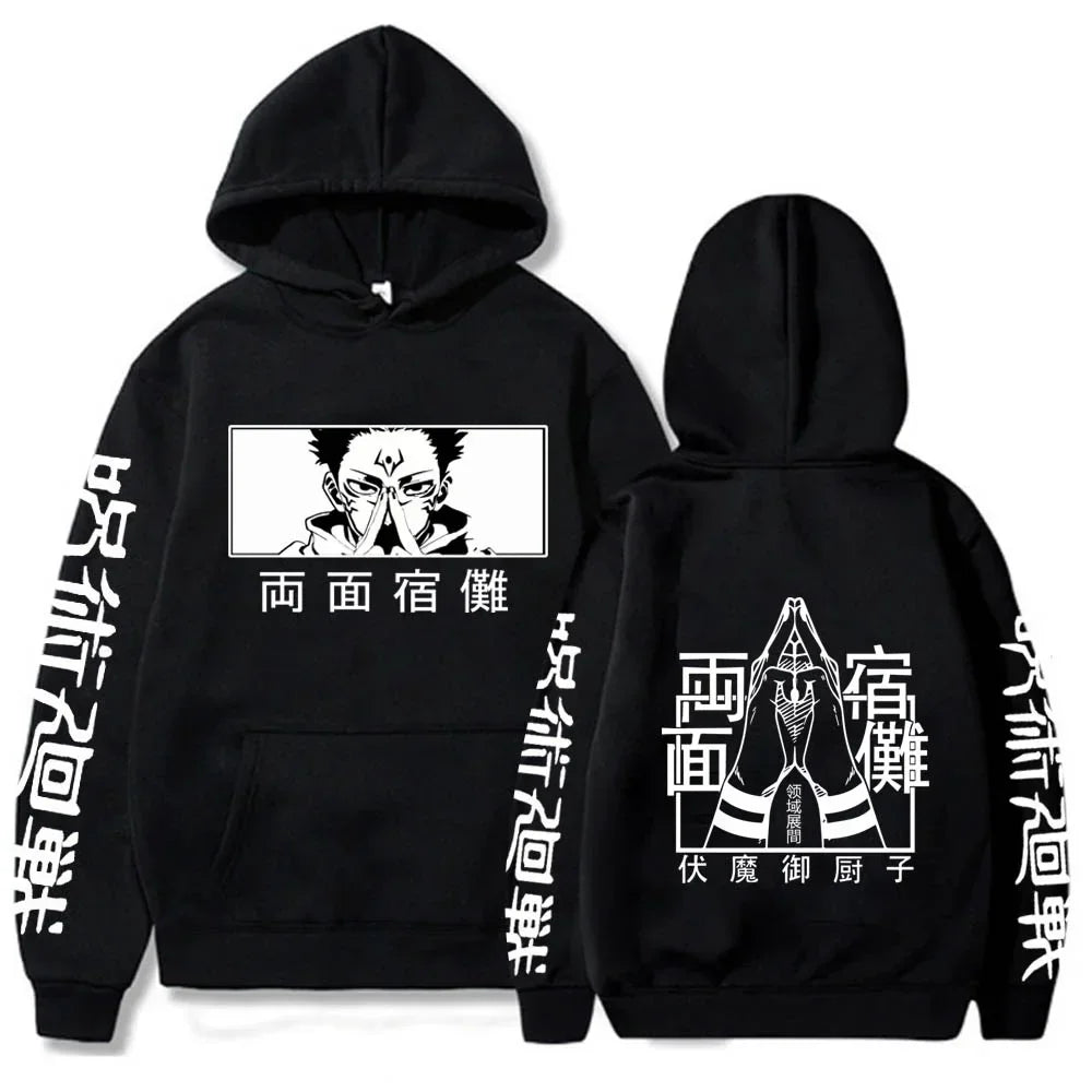 Japanese Anime Print Sweatshirts Jujutsu Kaisen Hoodie Harajuku Autumn Winter Streetwear Clothe Yuji Itadori Plus Size Hoodie