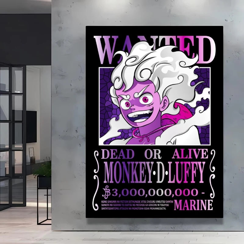 Classic Anime One Piece Luffy Wanted Bounty Posters Prints Cartoon Character Images Not Fading Wall Art Living Room Decorative