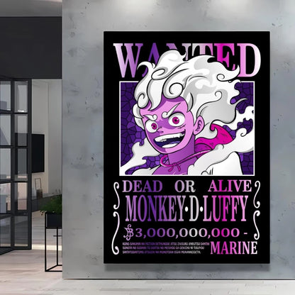 Classic Anime One Piece Luffy Wanted Bounty Posters Prints Cartoon Character Images Not Fading Wall Art Living Room Decorative