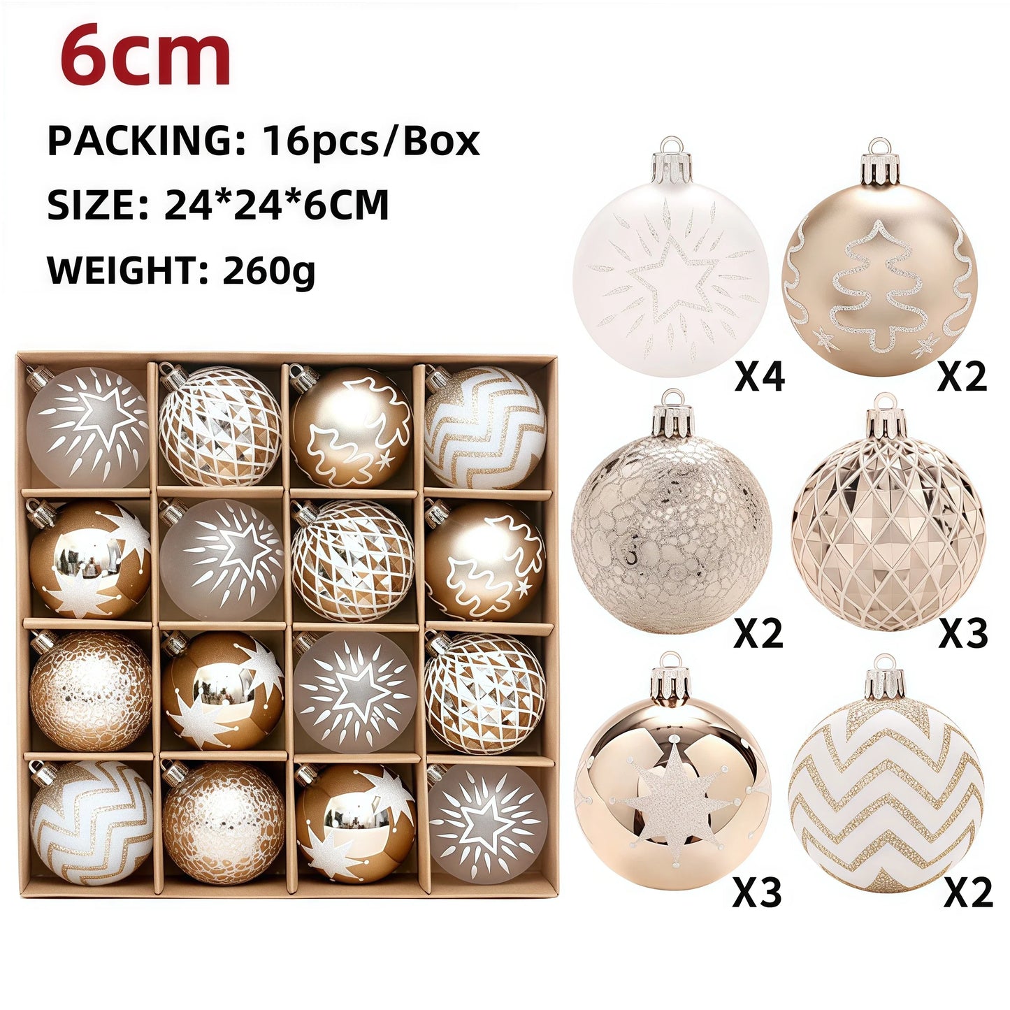 New Champagne Gold Christmas Ball Decorations Merry Christmas Tree Ornaments Exquisite Shaped Christmas Pendant Party Decor Ball
