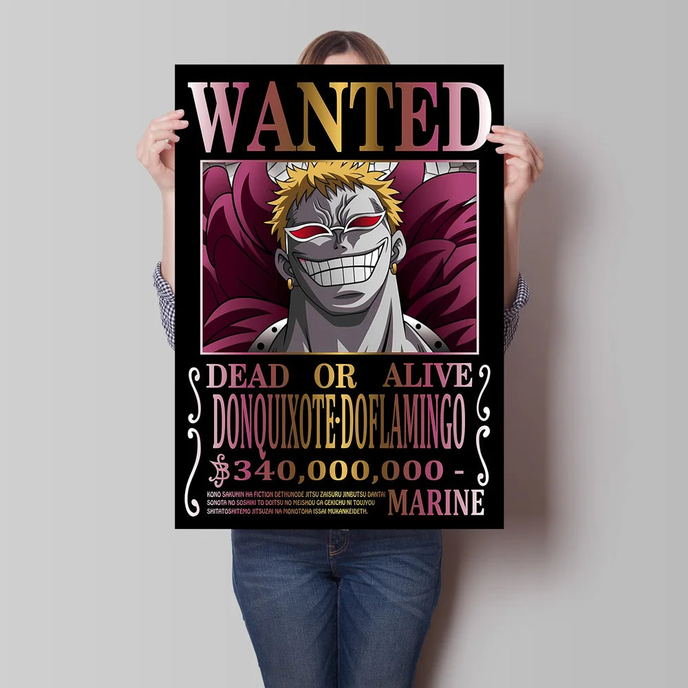 Classic Anime One Piece Luffy Wanted Bounty Posters Prints Cartoon Character Images Not Fading Wall Art Living Room Decorative