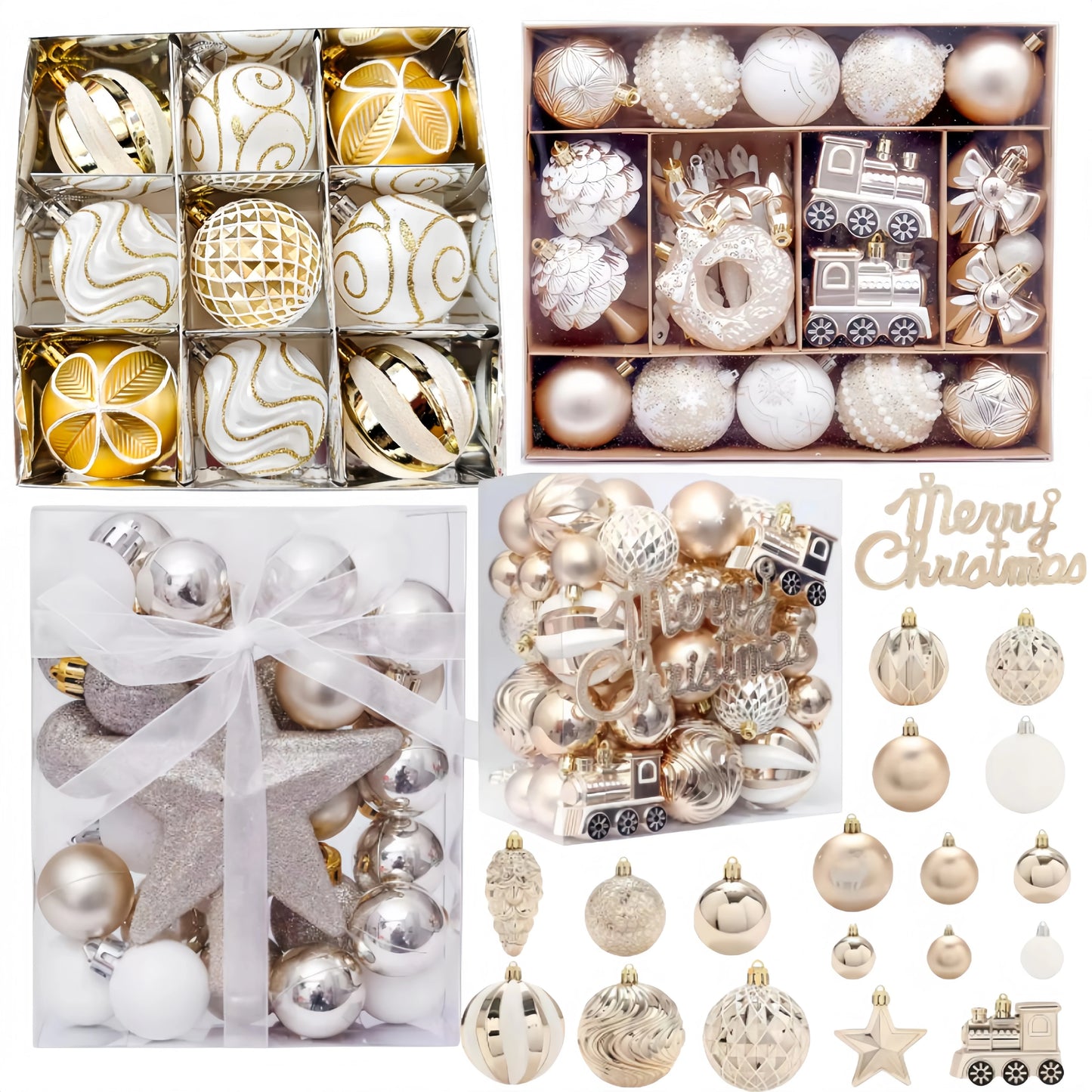 New Champagne Gold Christmas Ball Decorations Merry Christmas Tree Ornaments Exquisite Shaped Christmas Pendant Party Decor Ball