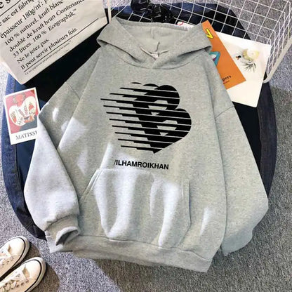 Street Fashion Casual Hoodie for Women's Polyester Knit Fabric Long Sleeve Regular Fit Hooded Pullover with Slight Stretch