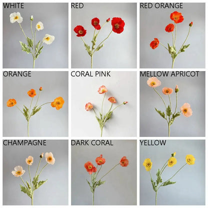 Artificial Flowers Fake Poppy Silk Flowers Long Stem Housewarming Garden Table Wedding DIY Party Wedding Bridal Bouquet Decor