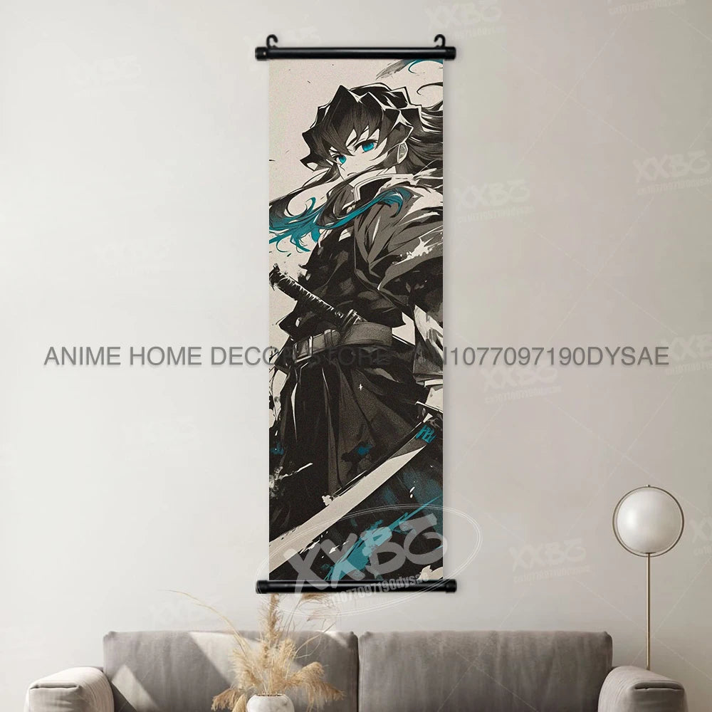 Demon Slayer Posters Kanroji Mitsuri Home Decor Kamado Nezuko Anime Hanging Paintings Wall Art Iguro Obanai Scrolls Pictures