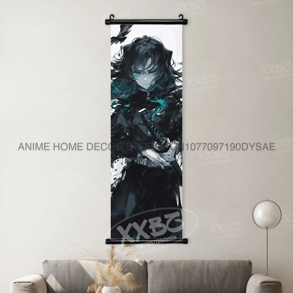Demon Slayer Posters Kanroji Mitsuri Home Decor Kamado Nezuko Anime Hanging Paintings Wall Art Iguro Obanai Scrolls Pictures