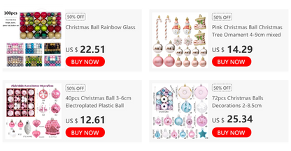 44pcs Christmas Ball Ornaments Painted Irregular 3-6cm Electroplated Plastic Ball Christmas Tree Decoration