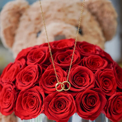 Classic stainless steel hollow double ring carve necklace for women fashion charm friendship  Chain type Jewelry gift