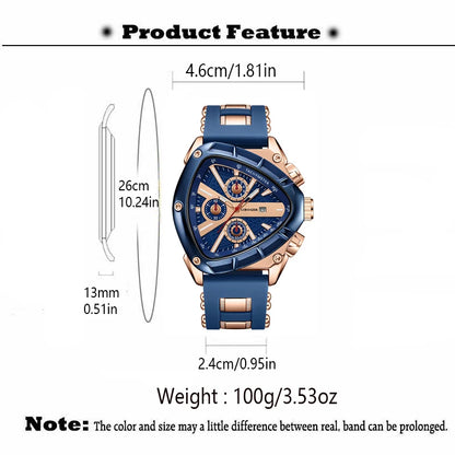 Unique Sports Men Watch High Quality Silicone Strap Auto Date Quartz Watches New Design Hot Sale Wristwatch Gifts For Him