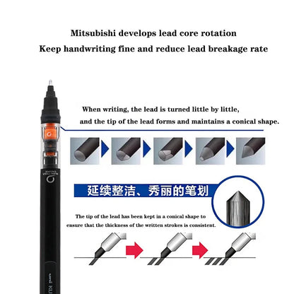 UNI Kuru Toga Mechanical Pencil M5-452 Drawing Pencil 0.5mm Low Center of Gravity Automatic Rotation School Supplies Stationery