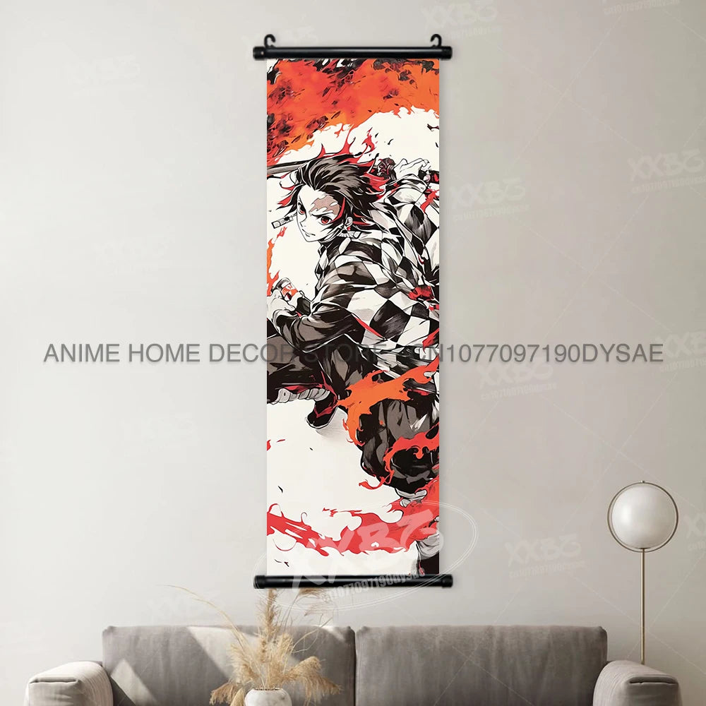 Demon Slayer Posters Kanroji Mitsuri Home Decor Kamado Nezuko Anime Hanging Paintings Wall Art Iguro Obanai Scrolls Pictures