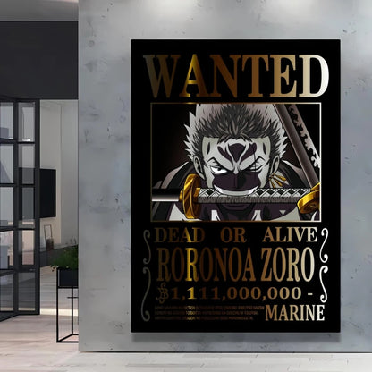 Classic Anime One Piece Luffy Wanted Bounty Posters Prints Cartoon Character Images Not Fading Wall Art Living Room Decorative