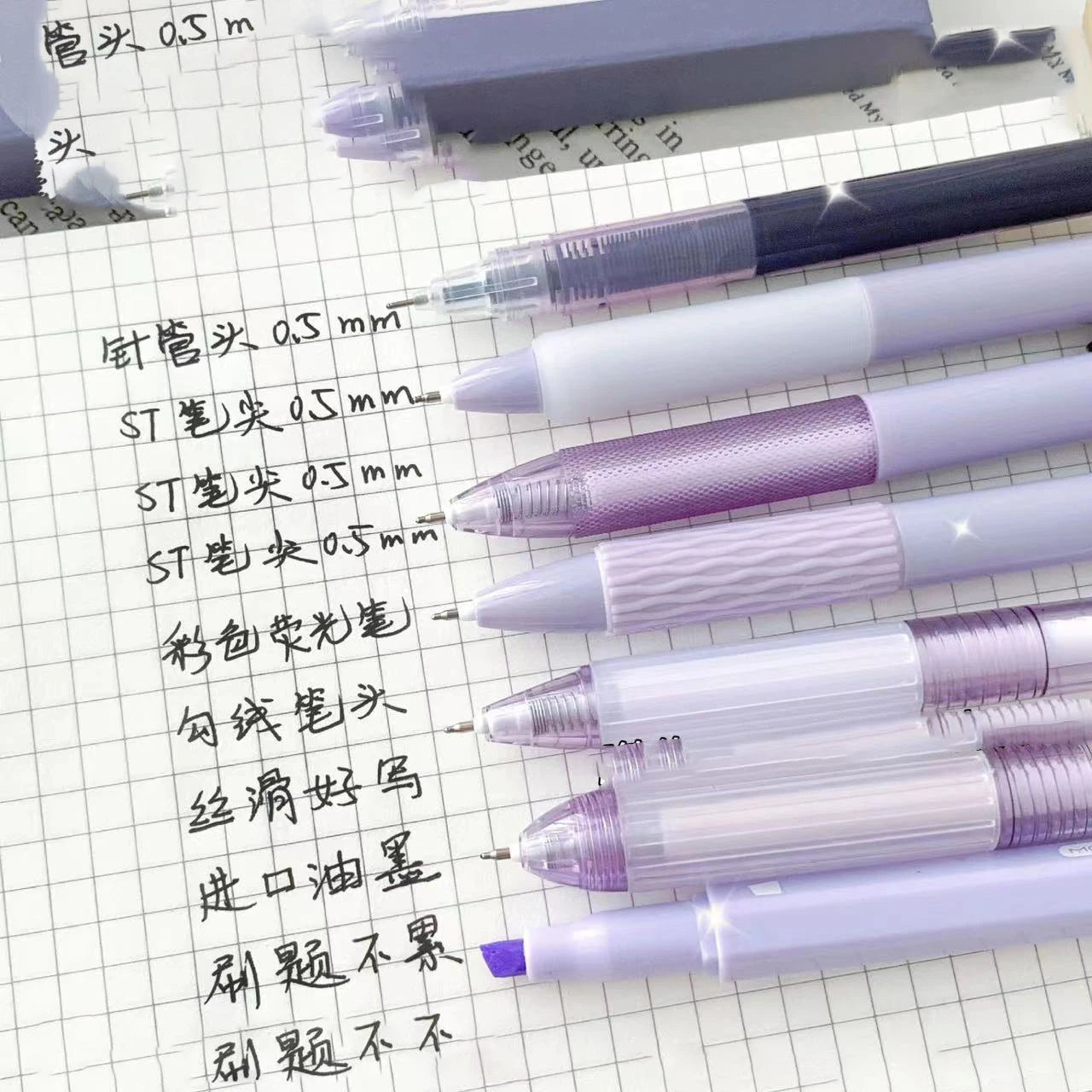 7pcs Boxed Press Students Exam Opening School Gift Gel Pen 0.5mm Black