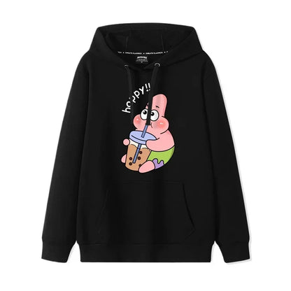 Autumn and Winter Hoodies Women Anime Hoodie Couple Wear The Same Style Cartoon Print SpongeBob Lovers Sweater Loose Hoodie Coat
