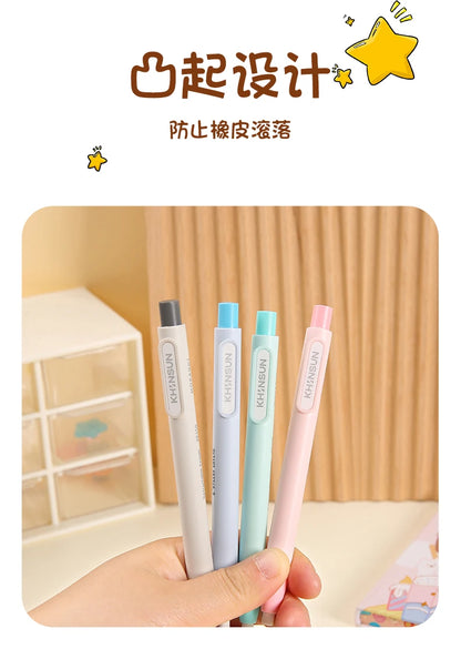 KHINSUN Press Retractable Pencil Eraser Correction Supplies Pen Style Pencil Rubber Writing School Supplies Stationery