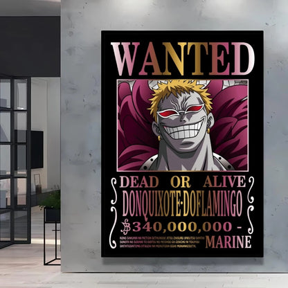 Classic Anime One Piece Luffy Wanted Bounty Posters Prints Cartoon Character Images Not Fading Wall Art Living Room Decorative