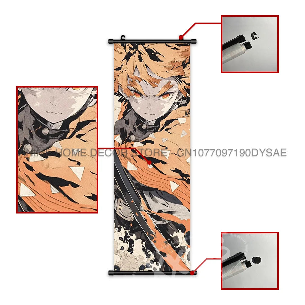 Demon Slayer Posters Kanroji Mitsuri Home Decor Kamado Nezuko Anime Hanging Paintings Wall Art Iguro Obanai Scrolls Pictures
