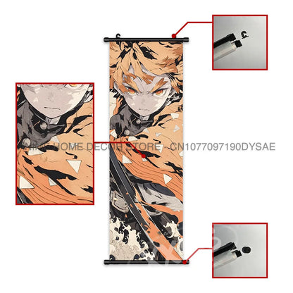 Demon Slayer Posters Kanroji Mitsuri Home Decor Kamado Nezuko Anime Hanging Paintings Wall Art Iguro Obanai Scrolls Pictures