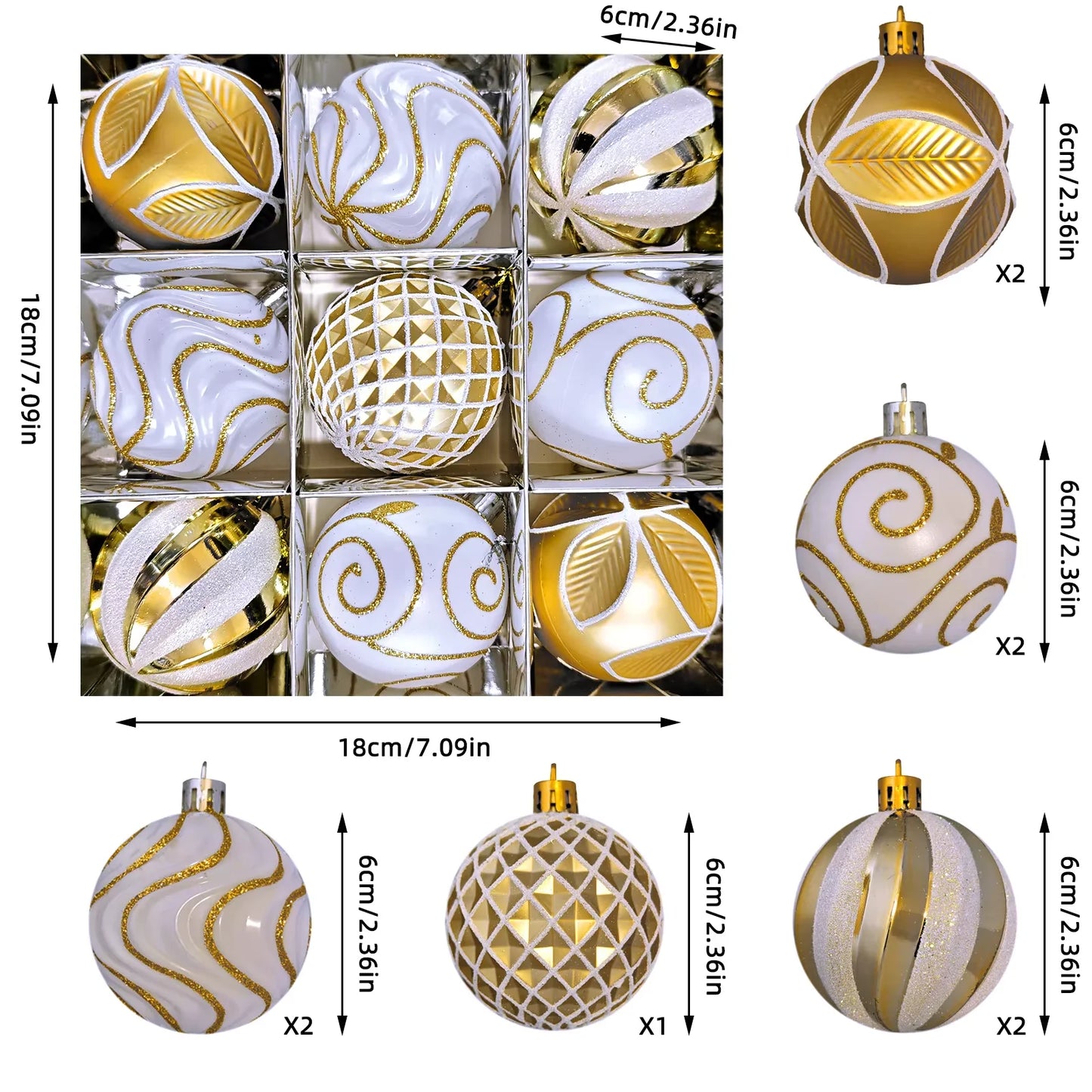 New Champagne Gold Christmas Ball Decorations Merry Christmas Tree Ornaments Exquisite Shaped Christmas Pendant Party Decor Ball