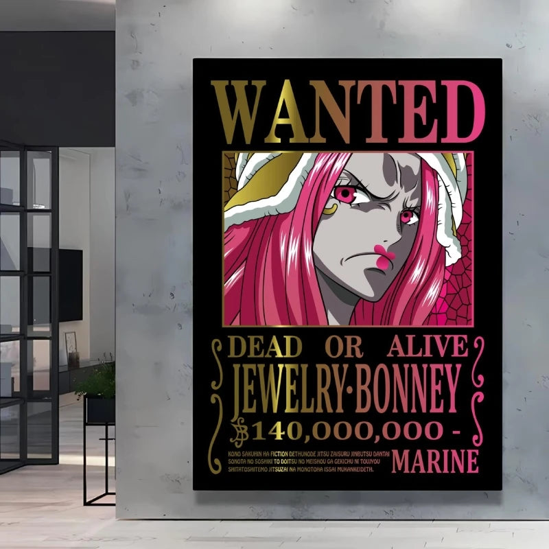 Classic Anime One Piece Luffy Wanted Bounty Posters Prints Cartoon Character Images Not Fading Wall Art Living Room Decorative