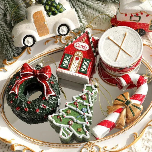Christmas Colored Shaped Ball Christmas Tree Decor Pendant Christmas Gift Bag Car House Snowman Garland Pendant Christmas Decor